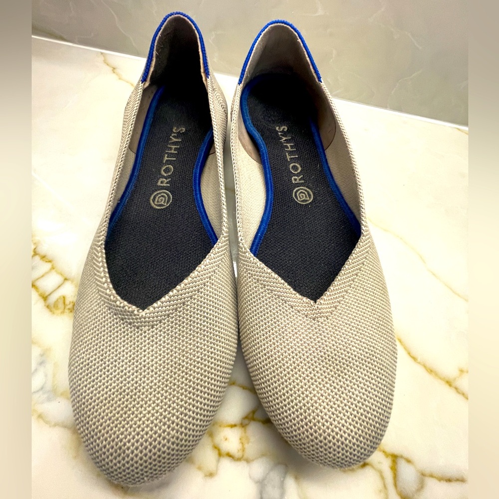 Rothy’s The Flat Size 10.5 Round toe gray quartz flats VGUC